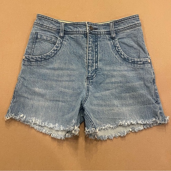 Maeve by Anthropologie High Rise Raw Hem Denim Shorts Size 28